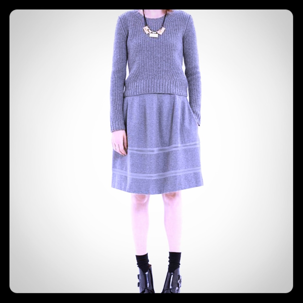 MADEWELL Gray Wool Skirt with mesh Trim [SK-52]